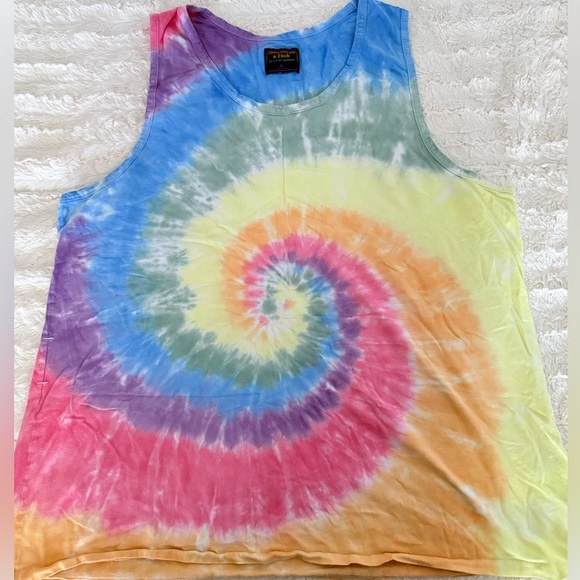 Abercrombie & Fitch Spiral Tie-Dye Tank Top | Rainbow Festival Vibes | Size XL - Picture 1 of 3